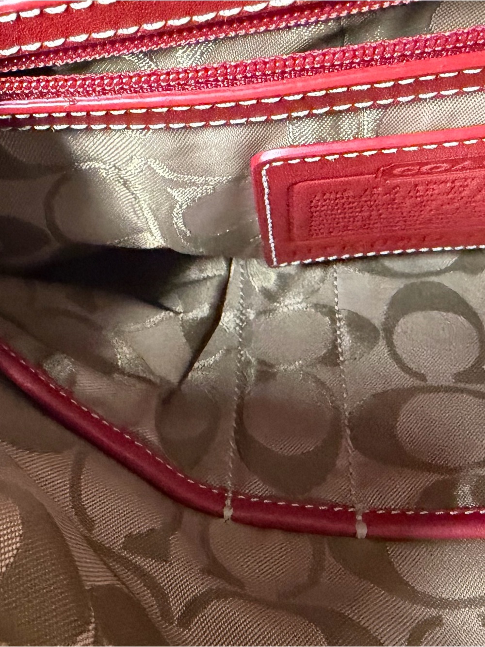 Coach Red Leather Shoulder Bag - Picture 6 of 8